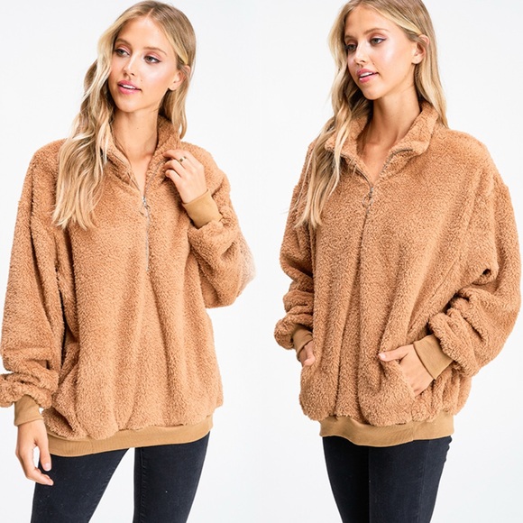 Half zip oversized teddy soft pullover - Picture 4 of 7